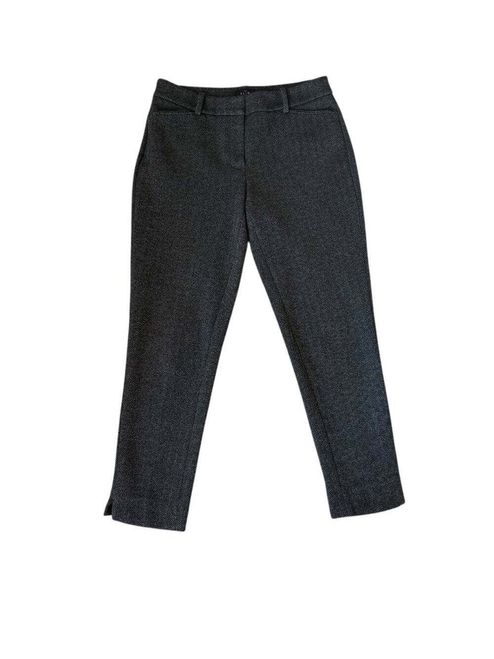 WHBM tweed slim ankle black herringbone pants with pockets women's size 4 - Picture 1 of 12